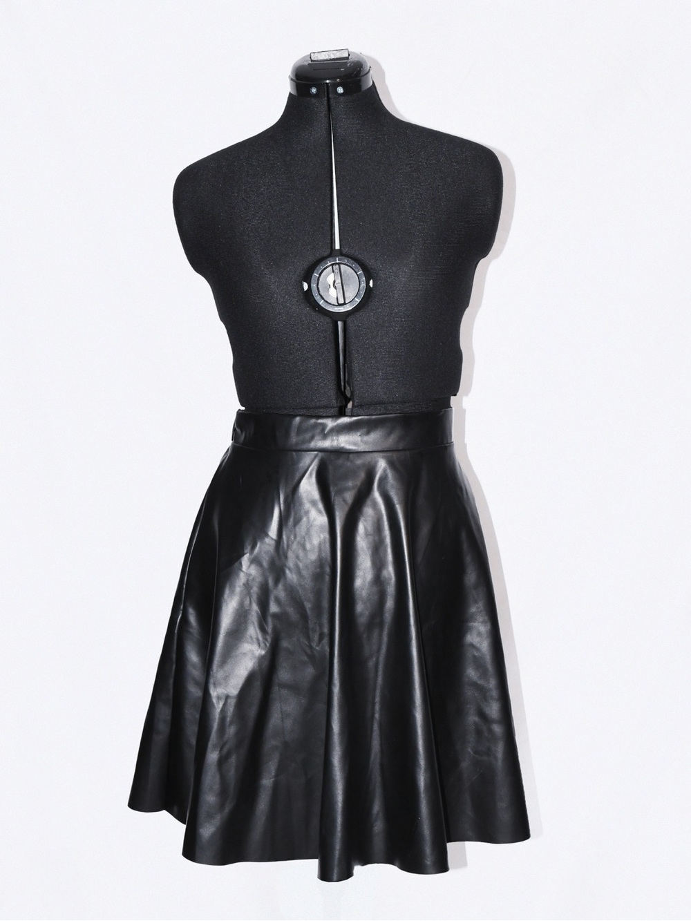 Black Faux Leather Circle Skirt